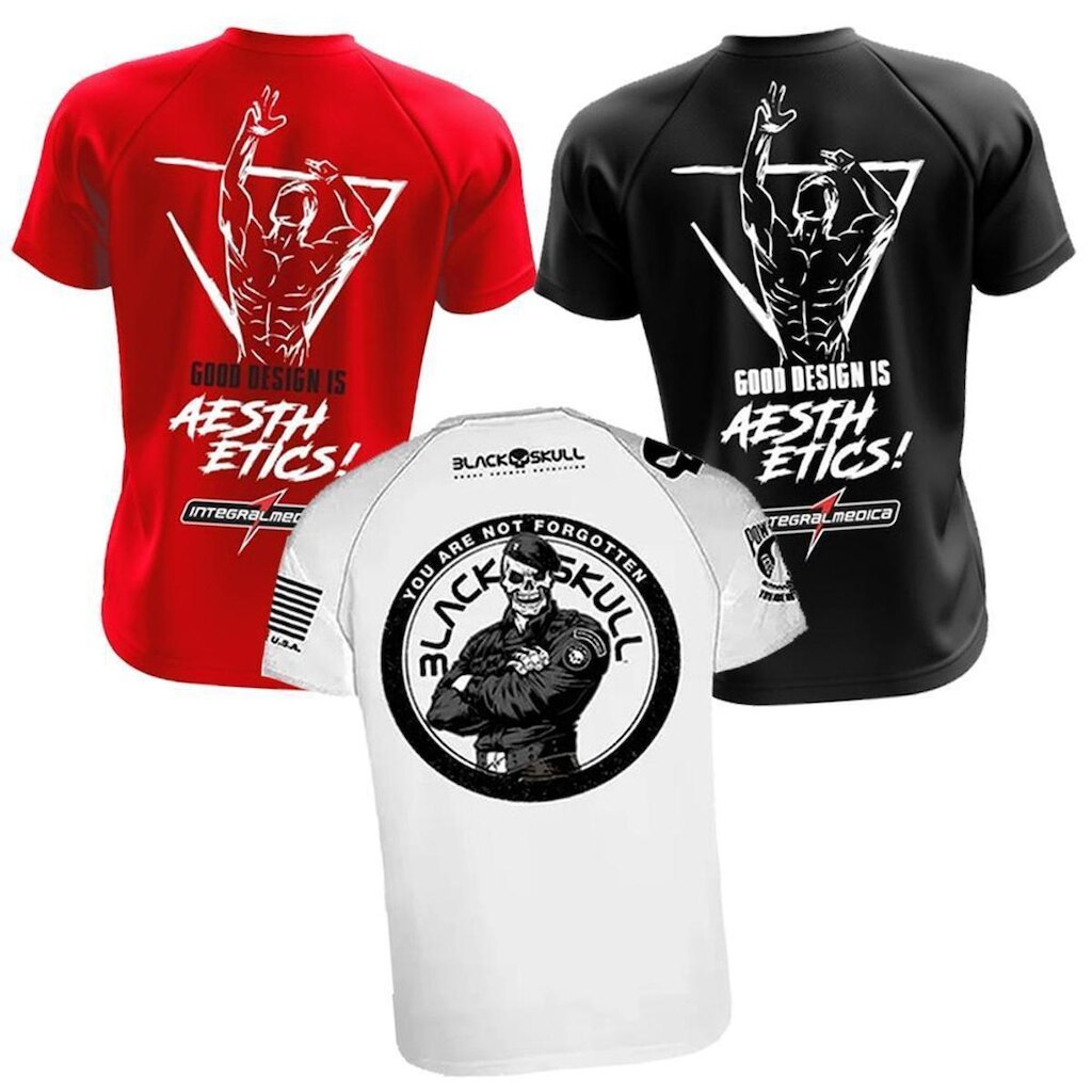 Kit 3 Camiseta Black Skull e Integralmedica de Treino Bope e Zyzz
