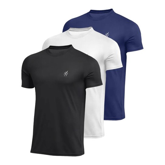 Kit 3 Camiseta Camisa Masculina Manga Curta Dry Esportivo Corrida Malhar Musculação Academia Treino