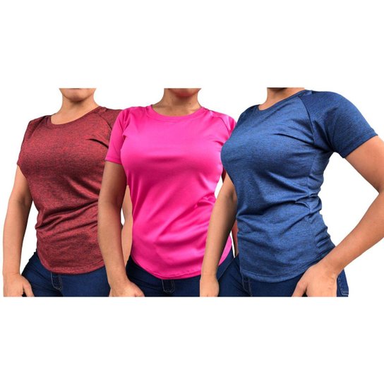 Kit 3 Camiseta Feminina Dry Fit Academia - Sortido é boa?
