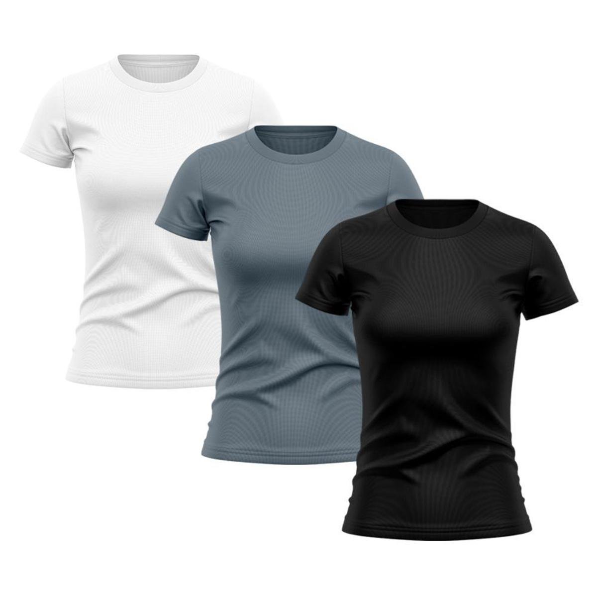 Kit 3 Camiseta Feminina Dry Proteção Solar UV Lisa Treino Academia Passeio Ciclismo Camisetas Menor preço em Kit 3 Camiseta Feminina Dry Proteção Solar UV Lisa Treino Academia Passeio Ciclismo Camisetas