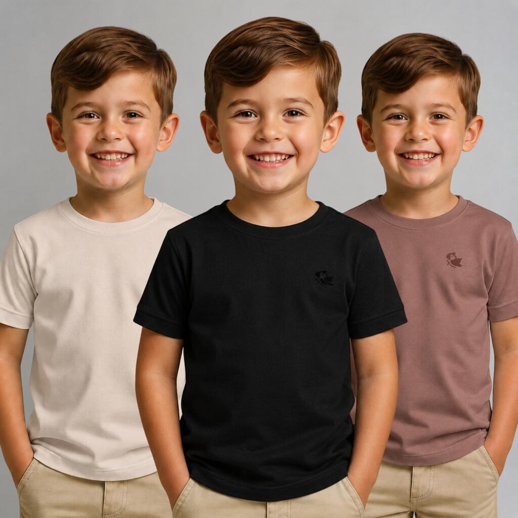 Kit 3 Camiseta Infantil Basica Algodao Menino