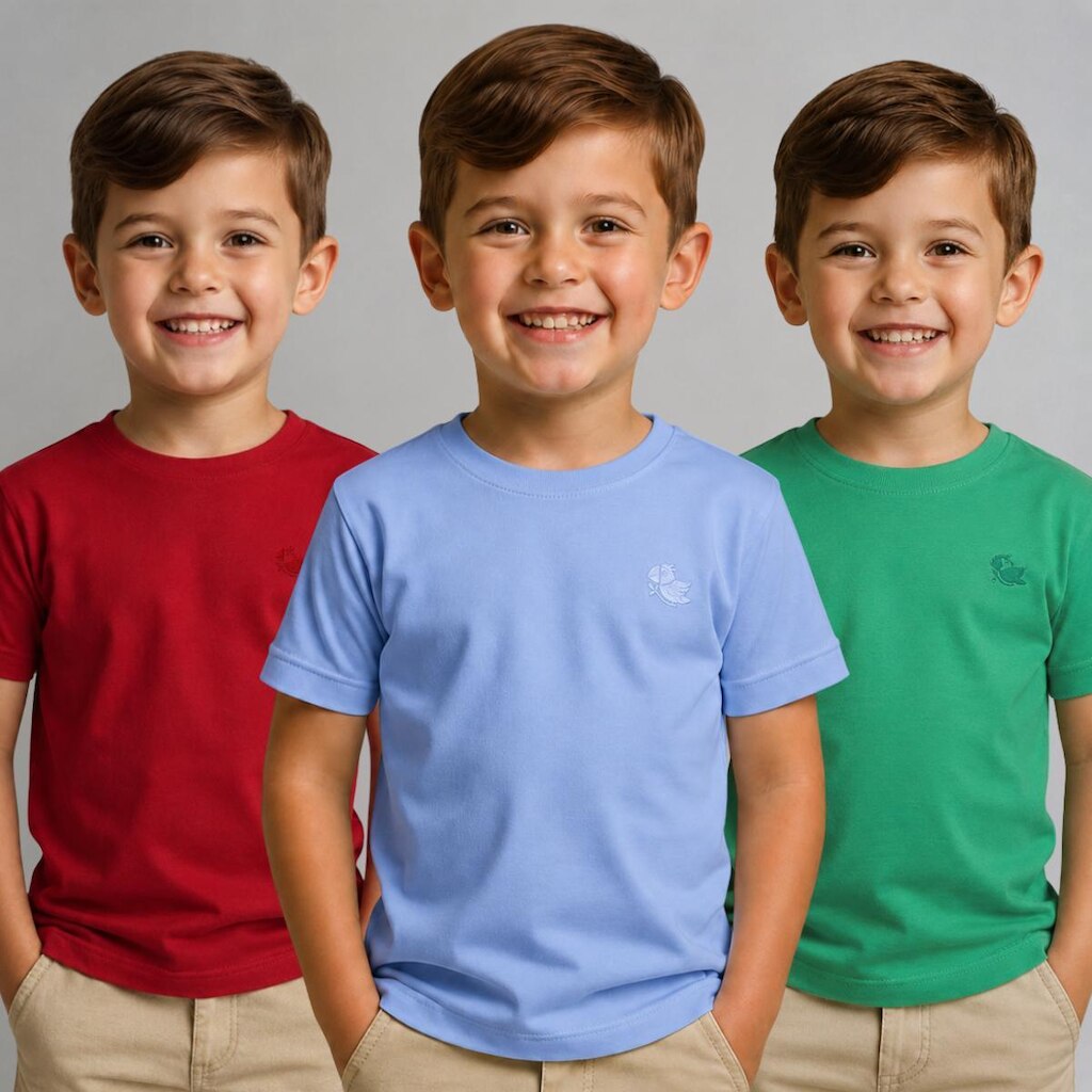 Kit 3 Camiseta Infantil Basica Algodao Menino