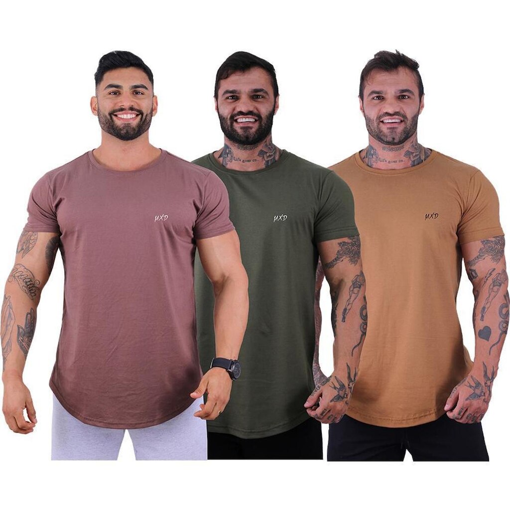 Kit 3 Camiseta Longline Masculina Estilo Básico MXD Grife