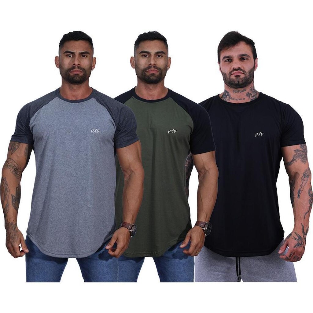 Kit 3 Camiseta Longline Masculina Estilo Básico MXD Grife