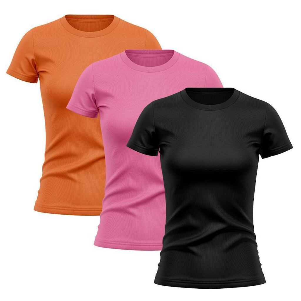 Kit 3 Camiseta Manga Curta Dry Proteção Solar UV Feminina