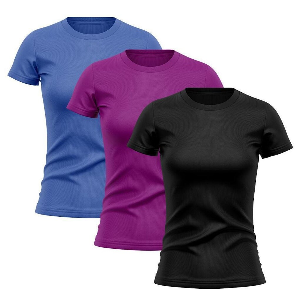 Kit 3 Camiseta Manga Curta Dry Proteção Solar UV Feminina