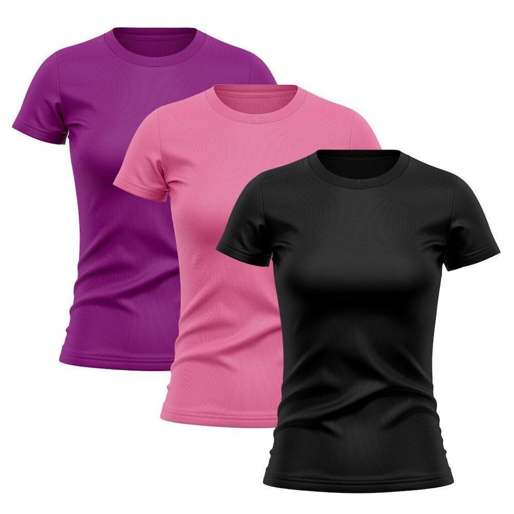 Kit 3 Camiseta Manga Curta Dry Proteção Solar UV Feminina