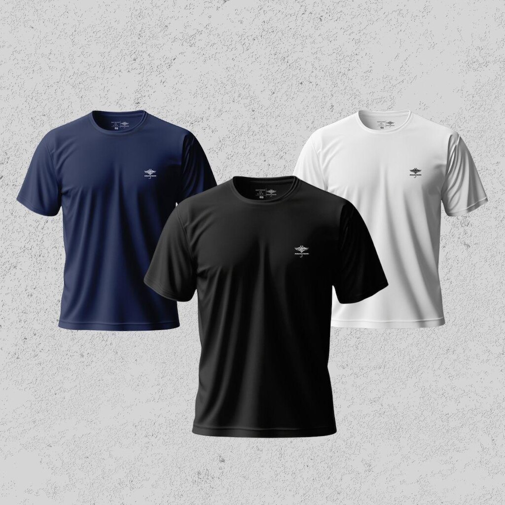 Kit 3 Camiseta Masculina Dry Manga Curta e Raglan Academia