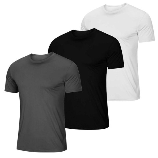 Kit 3 Camiseta Masculina Esportiva Dry Camisa Gola Redonda Lisa