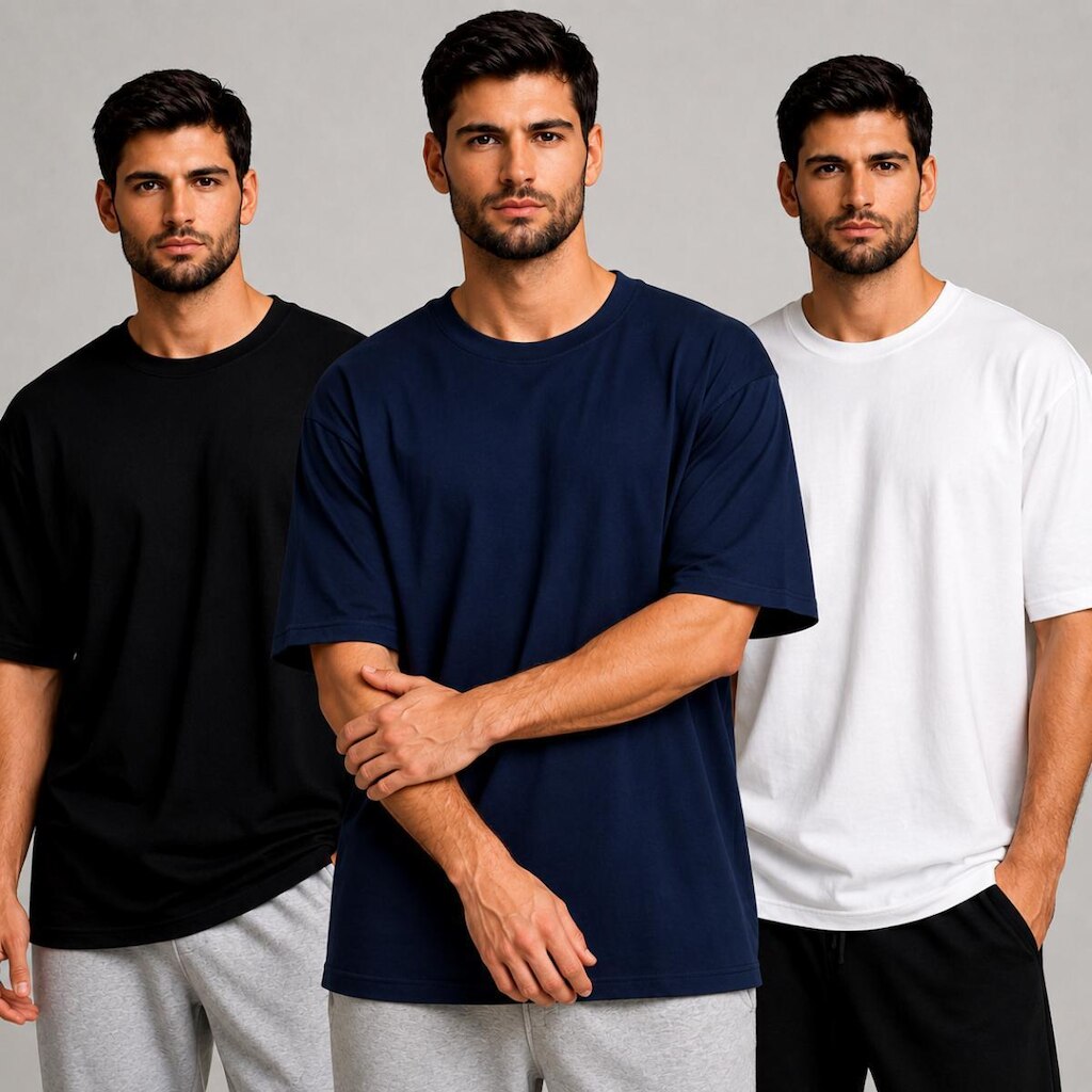 Kit 3 Camiseta Oversize Masculina Basica Algodao