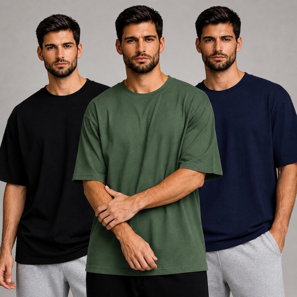 Kit 3 Camiseta Oversize Masculina Basica Algodao