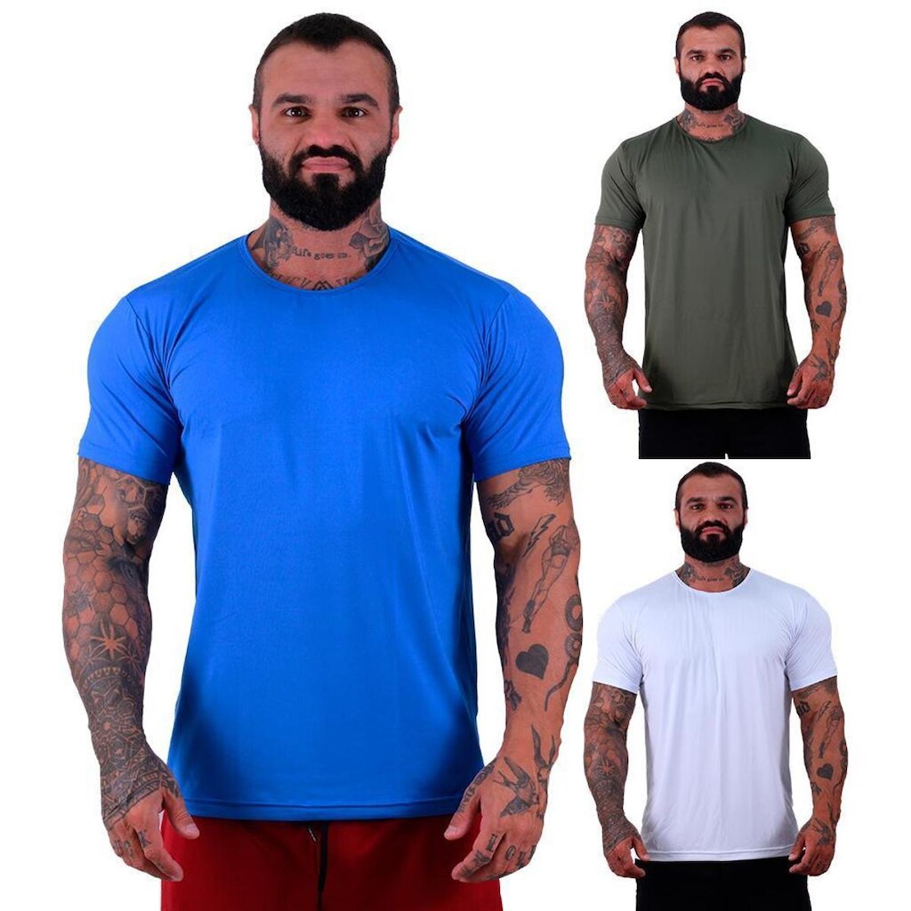 Kit 3 Camiseta Tradicional Mxd Conceito Dry Poliéster com Elastano Proteção Uv