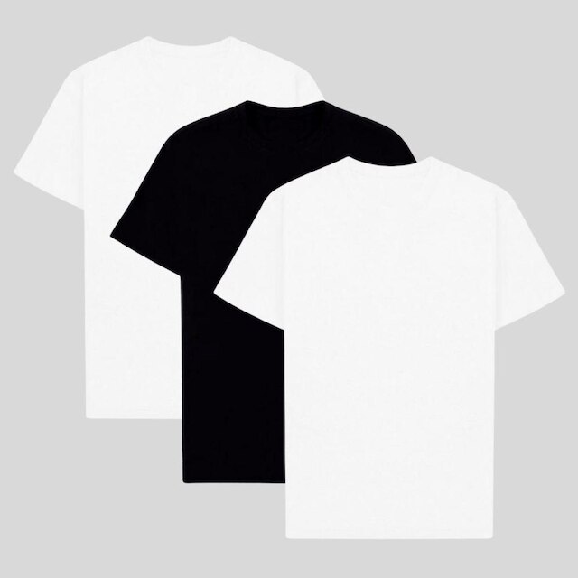 Kit 3 Camisetas Algodão Lisas Básicas Manga Curta Preta Verão Calor
