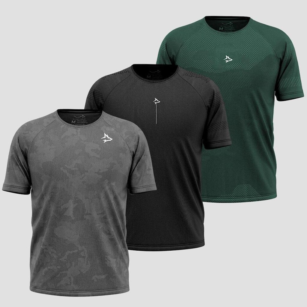 Kit 3 Camisetas Apex Sem costura Alpha Co