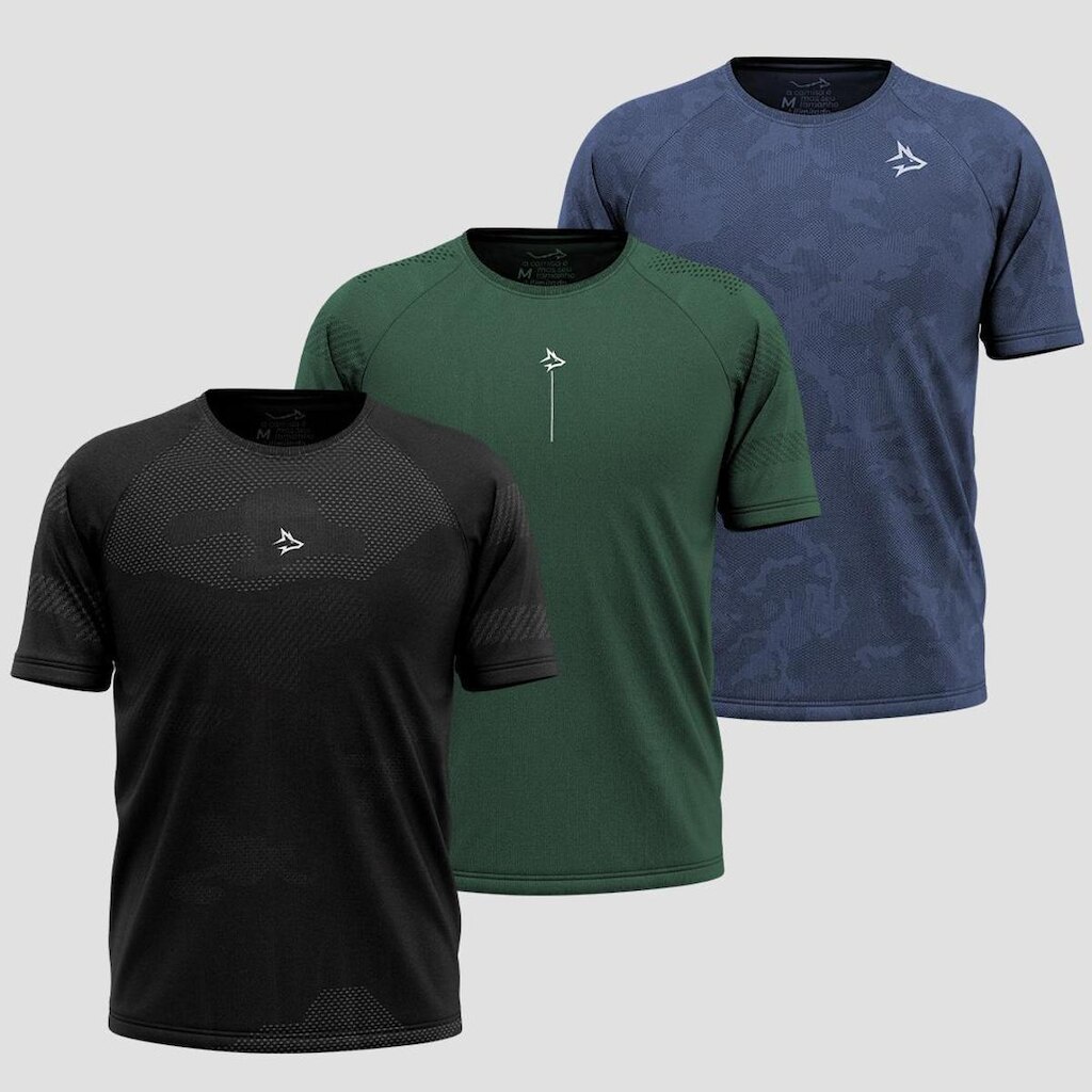 Kit 3 Camisetas Apex Sem costura Alpha