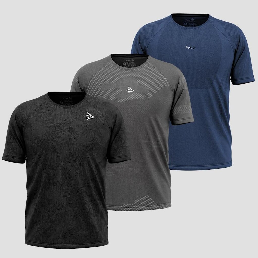 Kit 3 Camisetas Apex Sem costura Alpha