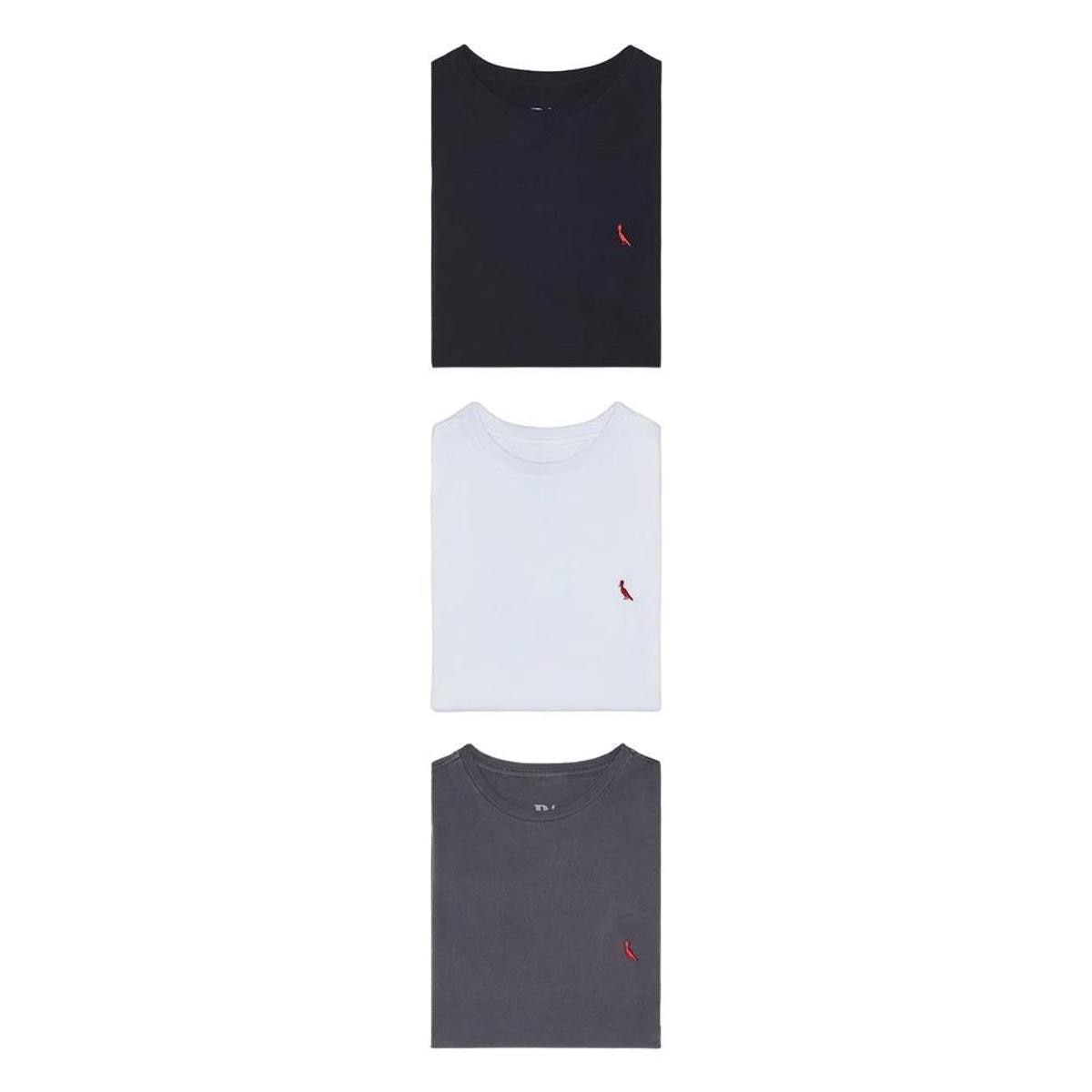 Kit 3 Camisetas Básicas Brasa Pica Pau Bordado Reserva Menor preço em Kit 3 Camisetas Básicas Brasa Pica Pau Bordado Reserva