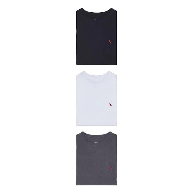 Kit 3 Camisetas Básicas Brasa Pica Pau Bordado Reserva