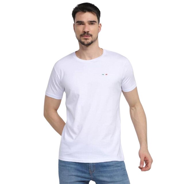 Kit 3 Camisetas Básicas com Bordado Algodão Itália Masculina