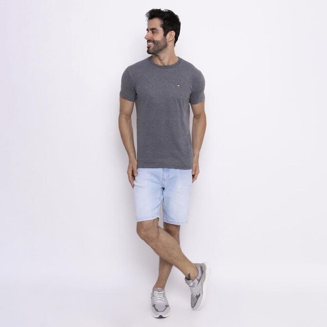 Kit 3 Camisetas Básicas com Bordado Algodão Itália Masculina