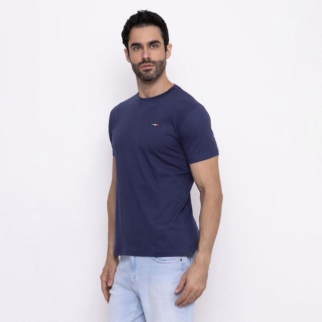 Kit 3 Camisetas Básicas com Bordado Algodão Itália Masculina