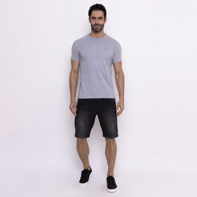 Kit 3 Camisetas Básicas com Bordado Algodão Itália Masculina