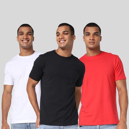 Kit 3 Camisetas Básicas Masculina Algodão Leve Conforto - Preto+Branco é boa?