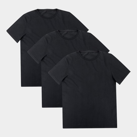 Kit 3 Camisetas Básicos Feminina - Chumbo