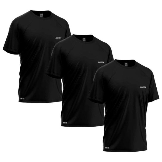 Kit 3 Camisetas Dry Mants Clothing Manga Curta Com Estampa Refletiva - Preto Menor preço em Kit 3 Camisetas Dry Mants Clothing Manga Curta Com Estampa Refletiva - Preto