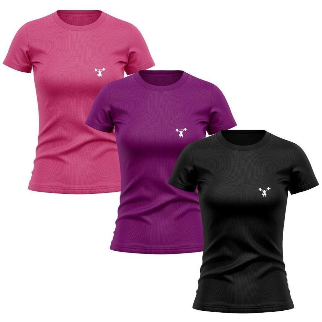 Kit 3 Camisetas Manga Curta Feminino