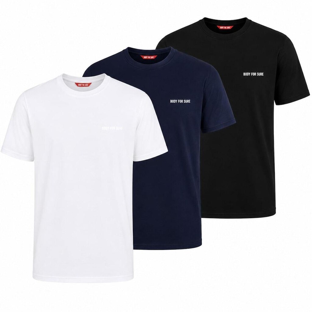 Kit 3 Camisetas Manga Curta Lisa Essentials Masculino BODYFORSURE