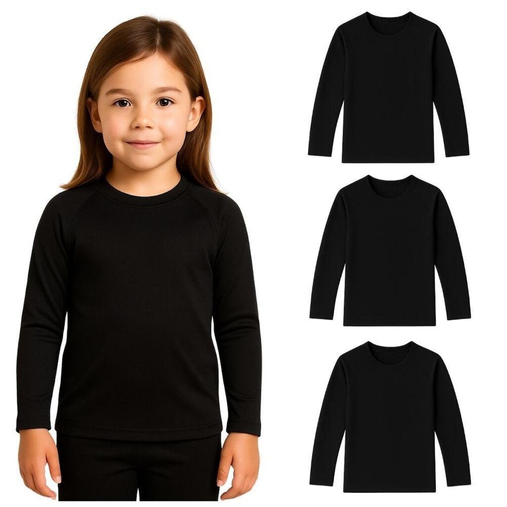Kit 3 Camisetas Manga Longa Infantil Menina Proteção Solar