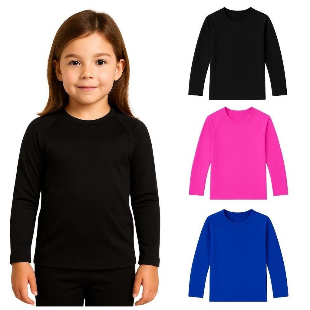 Kit 3 Camisetas Manga Longa Infantil Menina Proteção Solar