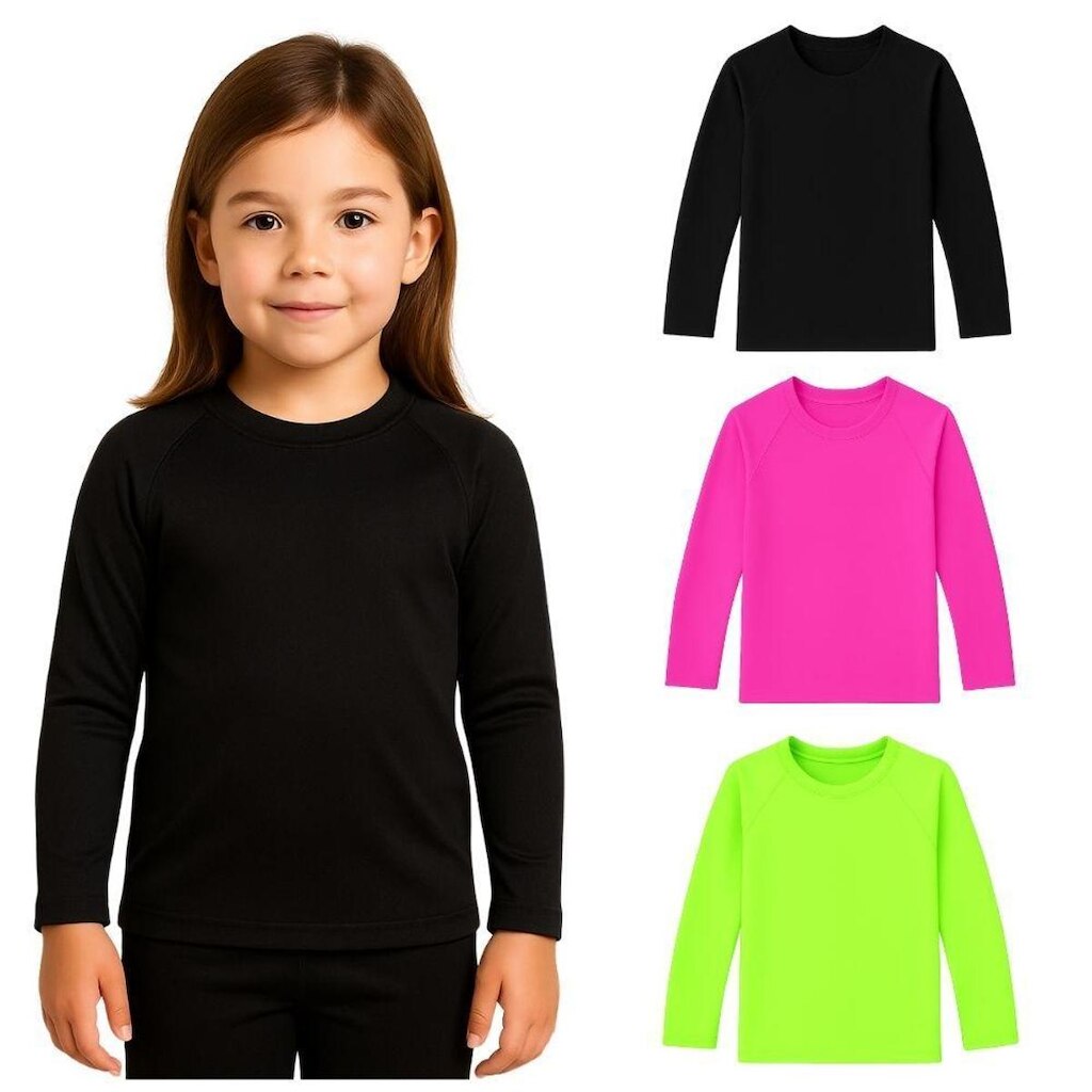 Kit 3 Camisetas Manga Longa Infantil Menina Proteção Solar