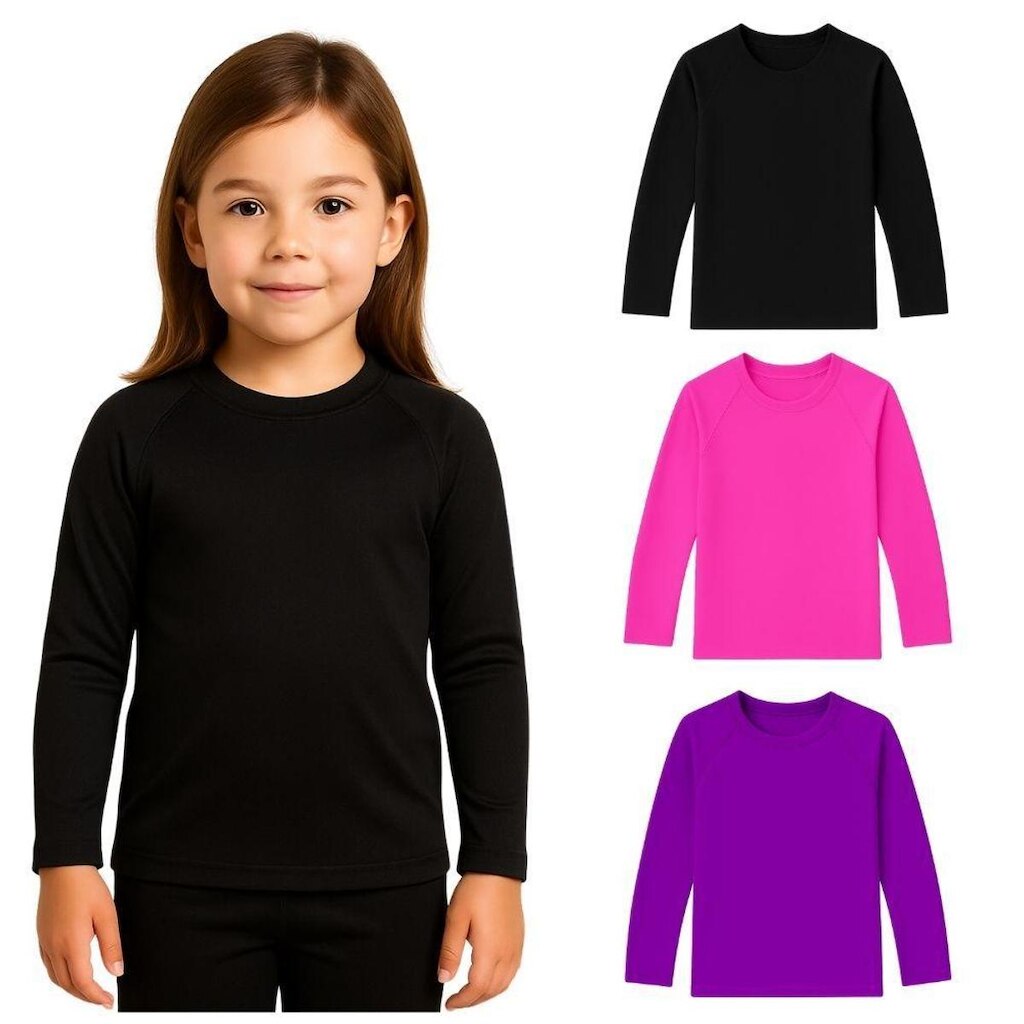 Kit 3 Camisetas Manga Longa Infantil Menina Proteção Solar
