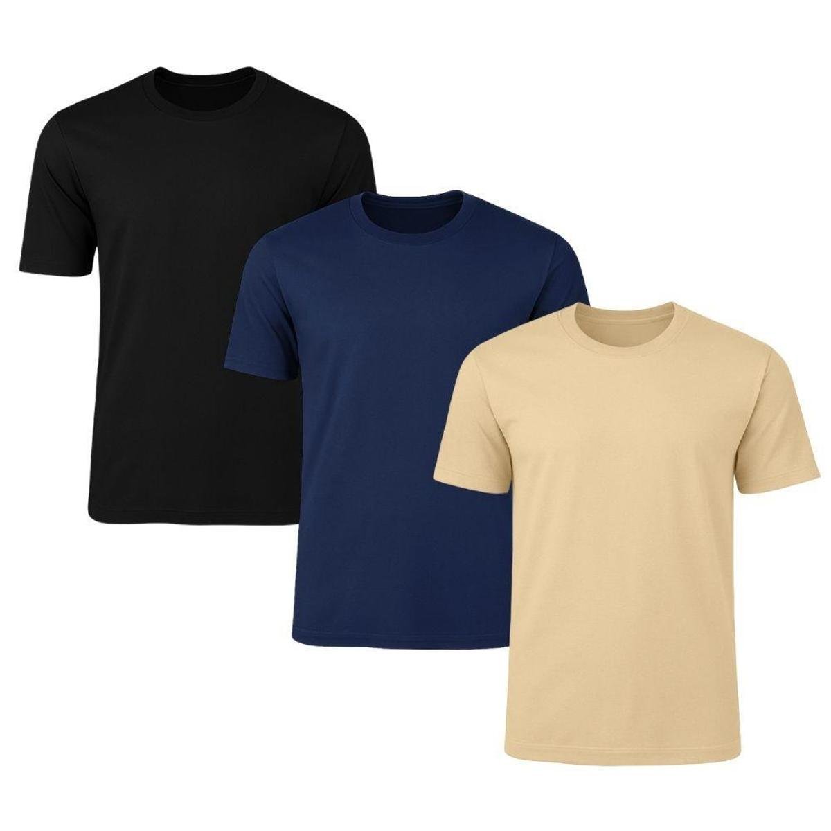 Kit 3 Camisetas Masculina Lisa Básica 100% Algodão