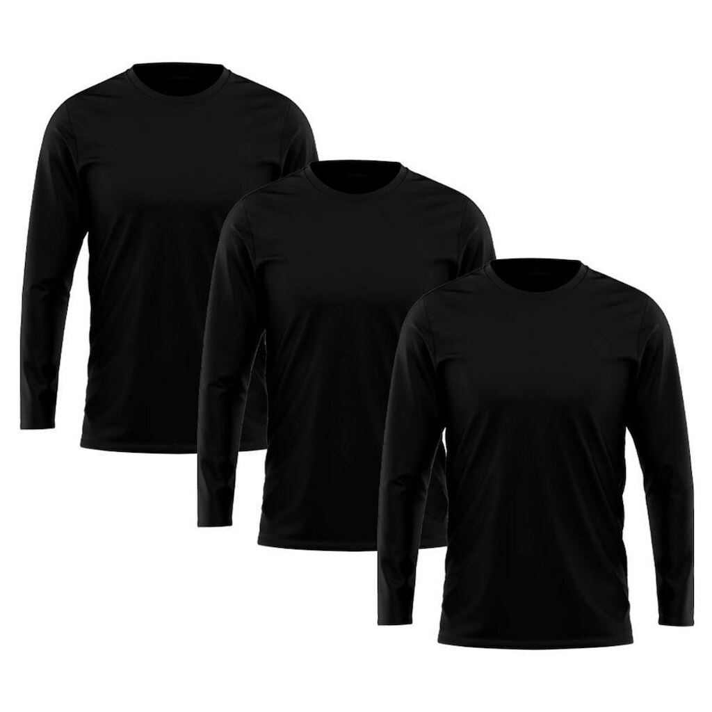 Kit 3 Camisetas Masculina Manga Longa Algodão Premium