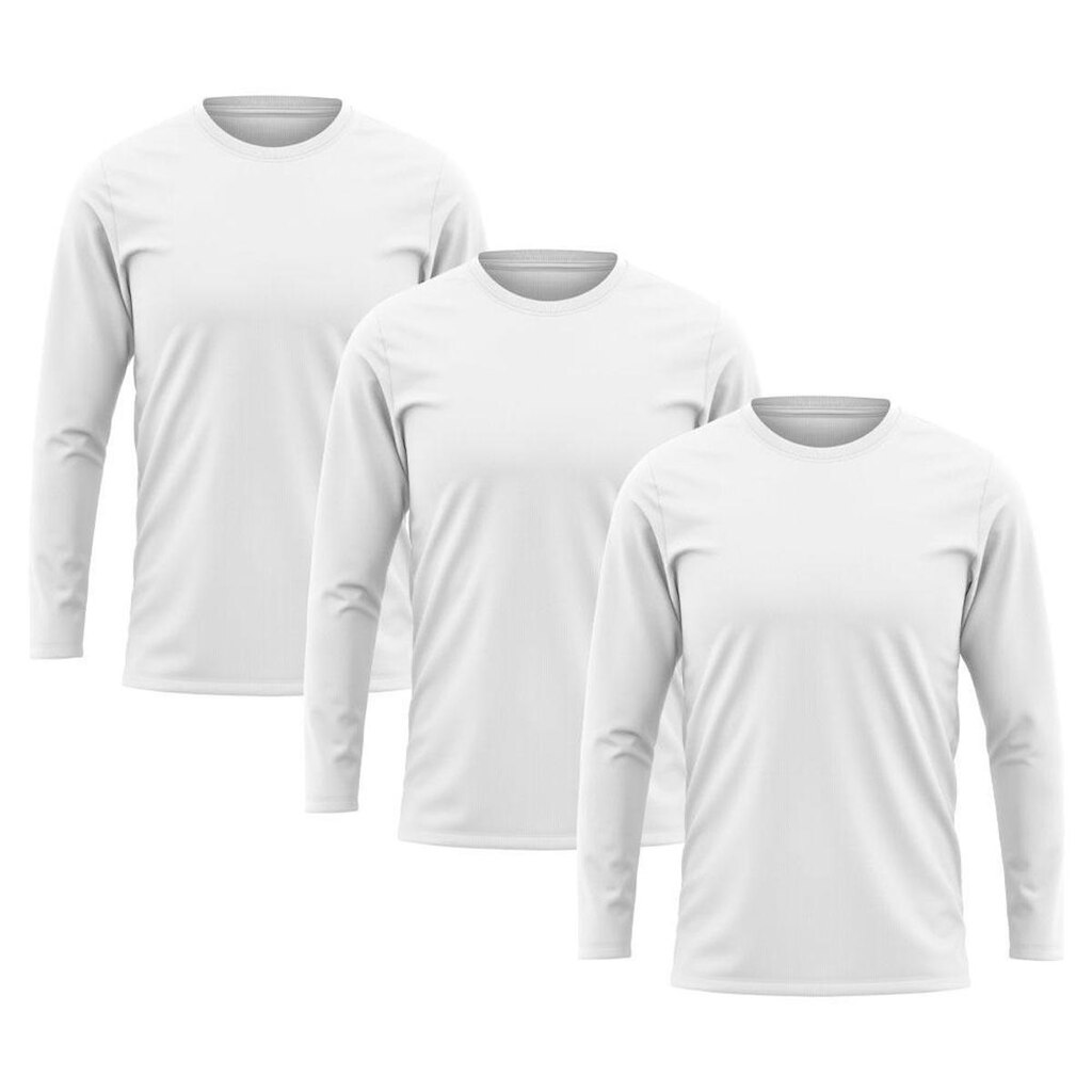 Kit 3 Camisetas Masculina Manga Longa Algodão Premium