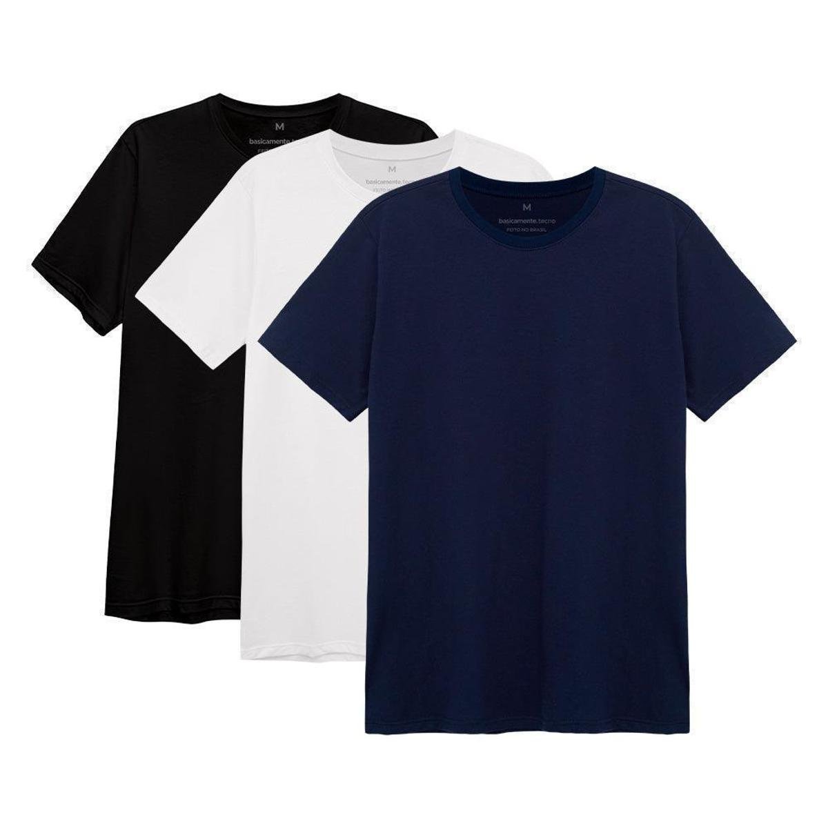 Kit 3 Camisetas Masculina Modal Menor preço em Kit 3 Camisetas Masculina Modal
