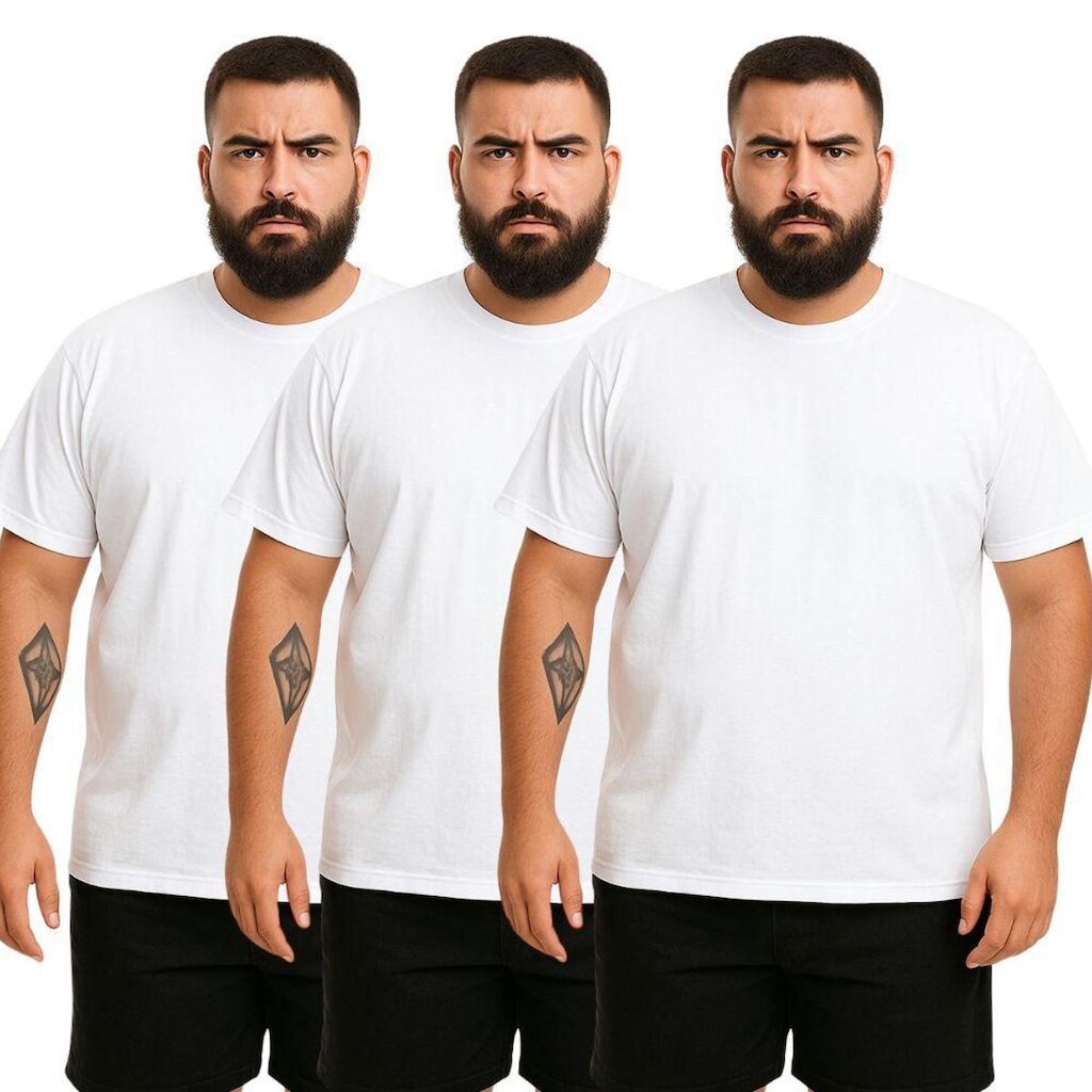 Kit 3 Camisetas Masculina Plus Size Lisa Algodão Premium
