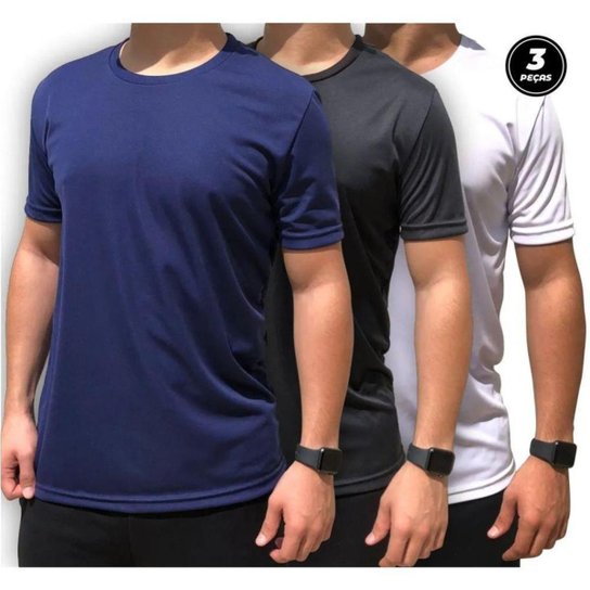 Kit 3 Camisetas Masculina Proteção UV Manga Curta Esporte - Preto+Branco Menor preço em Kit 3 Camisetas Masculina Proteção UV Manga Curta Esporte - Preto+Branco