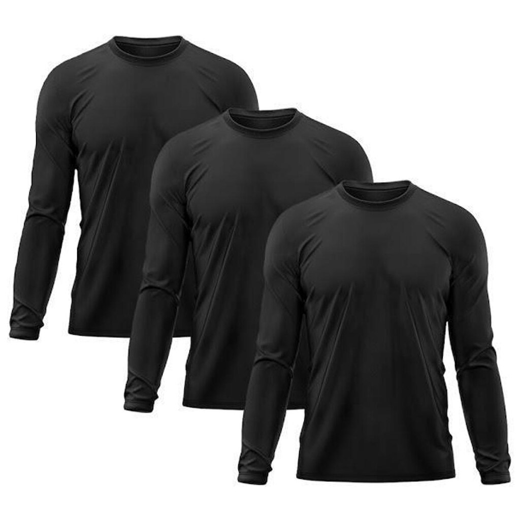 Kit 3 Camisetas Masculinas Proteção Uv Dry Manga Longa