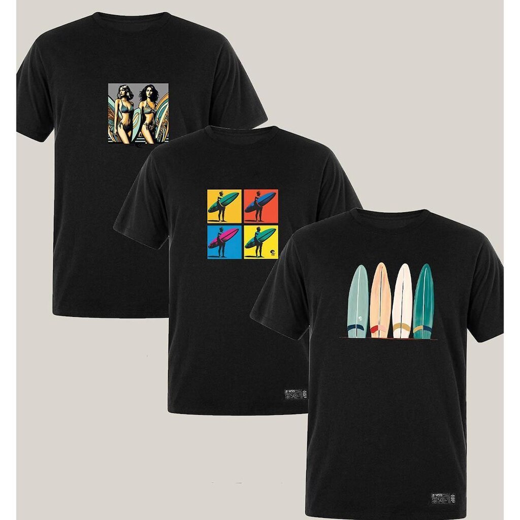 Kit 3 Camisetas Masculinas Surf WSS Brasil
