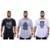 Kit 3 Camisetas Morcegão Masculina MXD Conceito Fitness Academia Musculação - Preto+Cinza