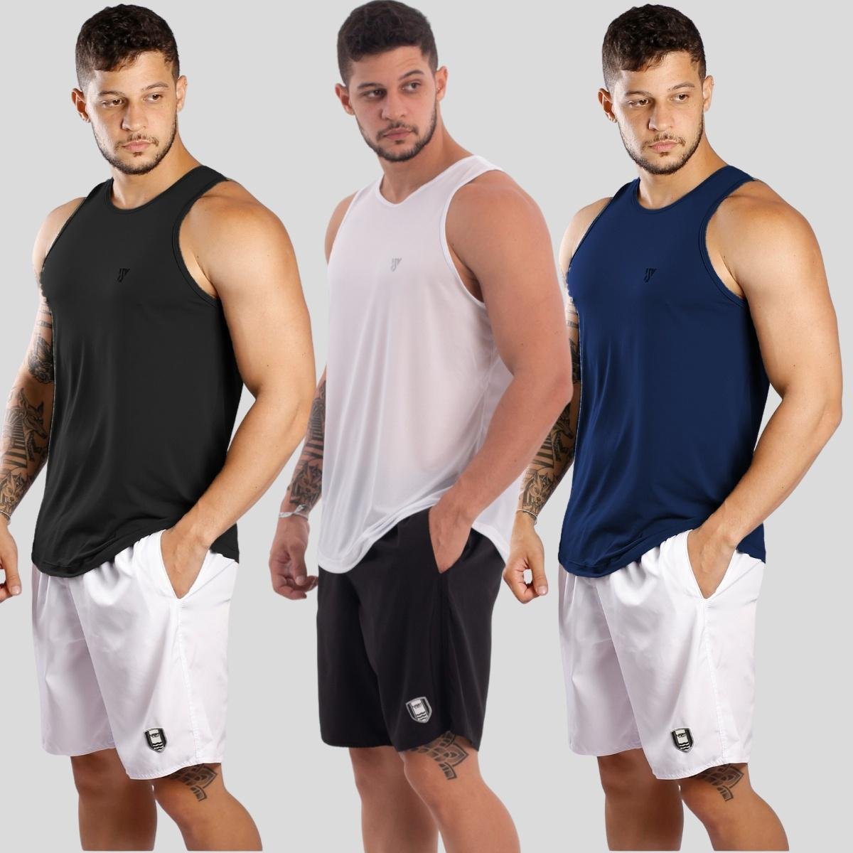 Kit 3 Camisetas Regatas Lisa Masculina Básica Academia Verão Esporte Menor preço em Kit 3 Camisetas Regatas Lisa Masculina Básica Academia Verão Esporte