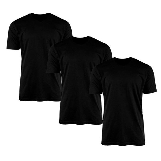 Kit 3 Camisetas SSB Brand Masculina Lisa Básica 100% Algodão - Preto Menor preço em Kit 3 Camisetas SSB Brand Masculina Lisa Básica 100% Algodão - Preto