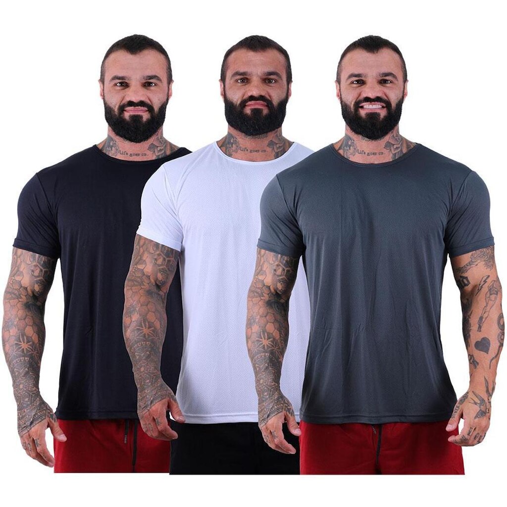 Kit 3 Camisetas Tradicional Mxd Conceito Dry 100% Poliamida