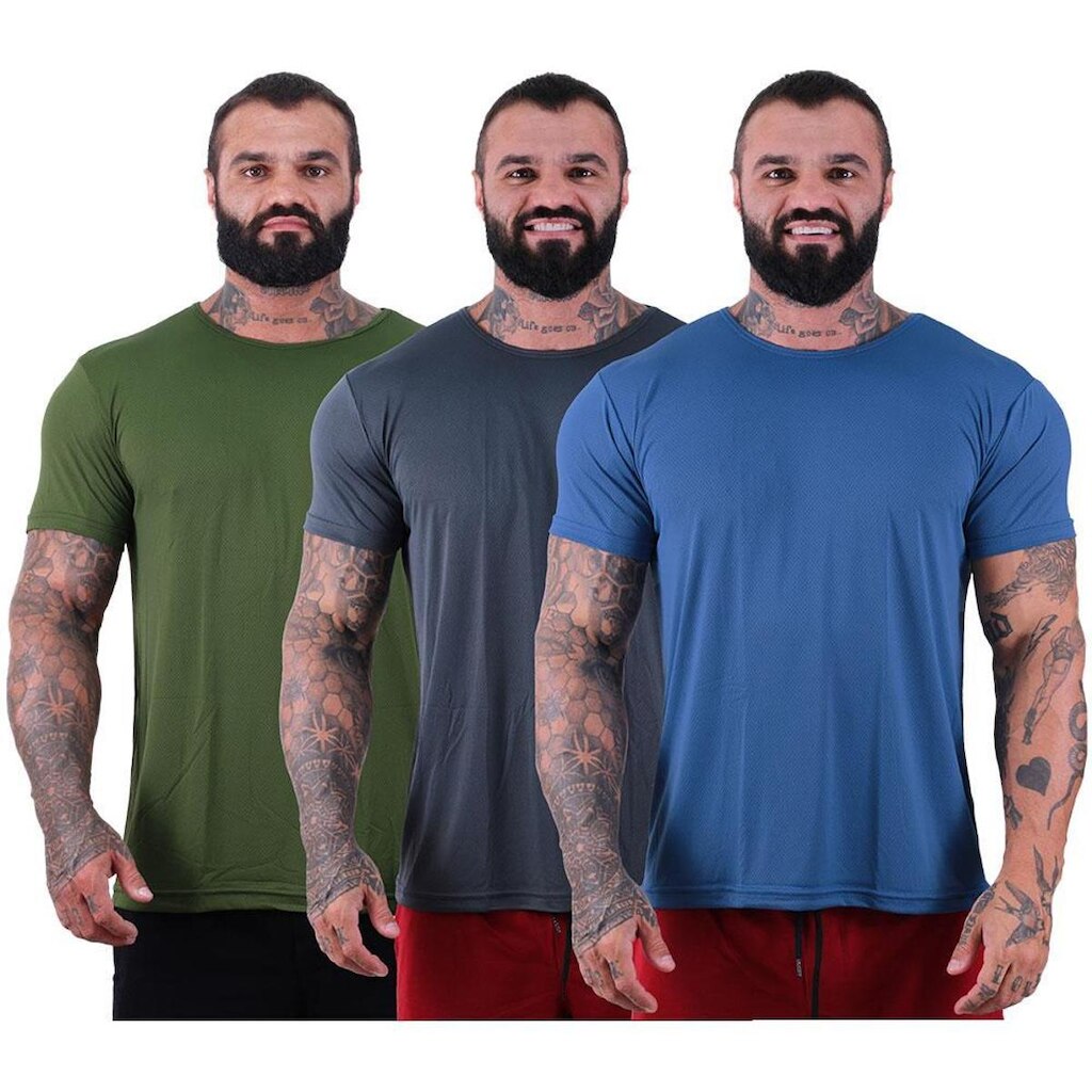 Kit 3 Camisetas Tradicional Mxd Conceito Dry 100% Poliamida