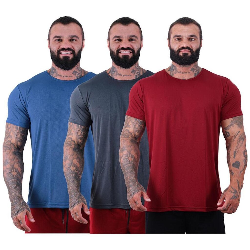 Kit 3 Camisetas Tradicional Mxd Conceito Dry 100% Poliamida