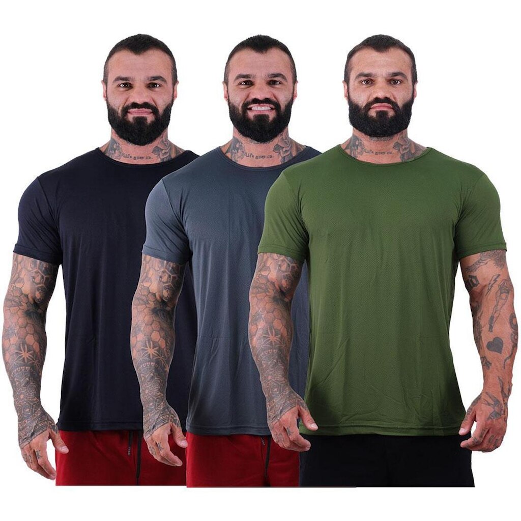 Kit 3 Camisetas Tradicional Mxd Conceito Dry 100% Poliamida